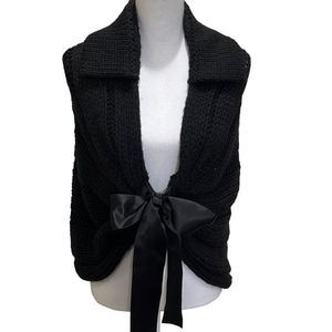 Furla Black Knit Cardigan with Ribbon Tie